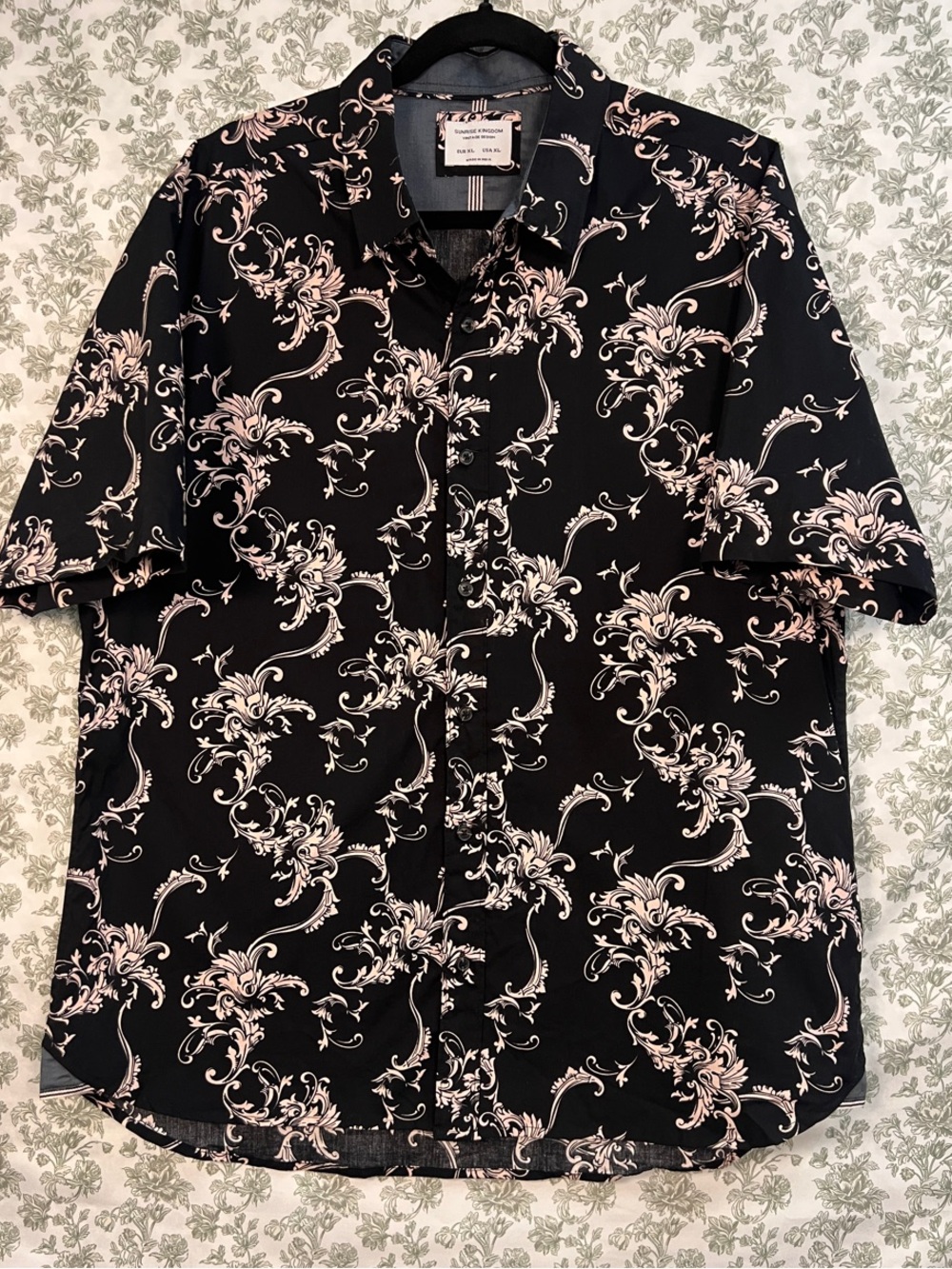 Sunrise Kingdom Men's Vintage Design Baroque Short Sleeve Button Down Shirt XL - Picture 1 of 10